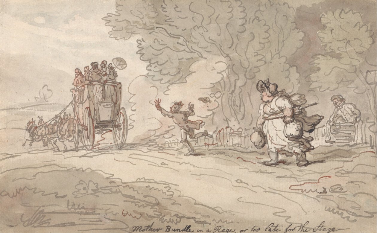 Mère Bundle en rage ou trop tard pour la scène - Thomas Rowlandson