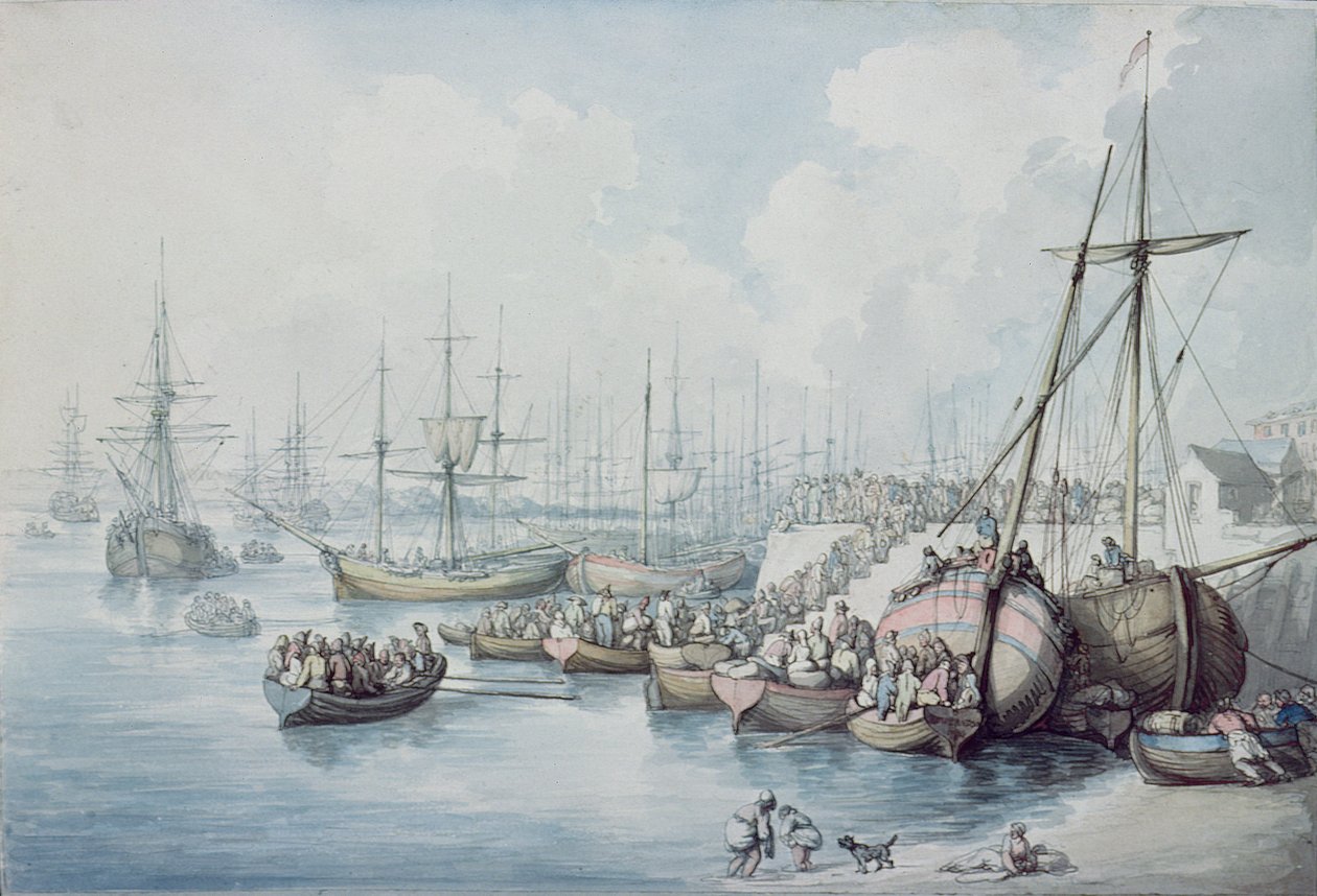 Le débarquement des royalistes de Toulon à Southampton en 1794 - Thomas Rowlandson