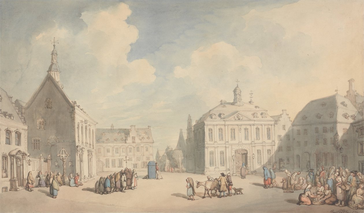 Vue de la place du marché à Juliers en Westphalie - Thomas Rowlandson