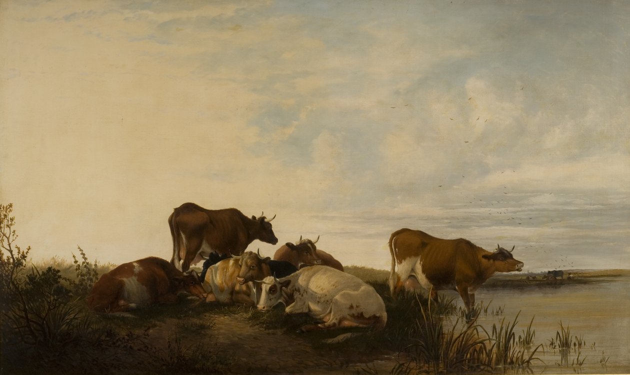 Paysage avec du bétail dans les marais - Thomas Sidney Cooper