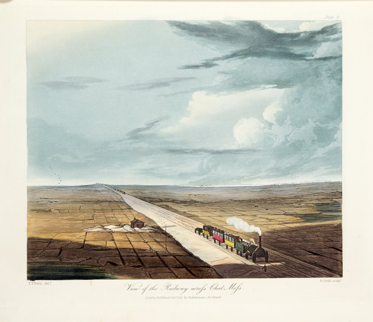Vue du chemin de fer à travers Chat Moss, 1831 - Thomas Talbot Bury