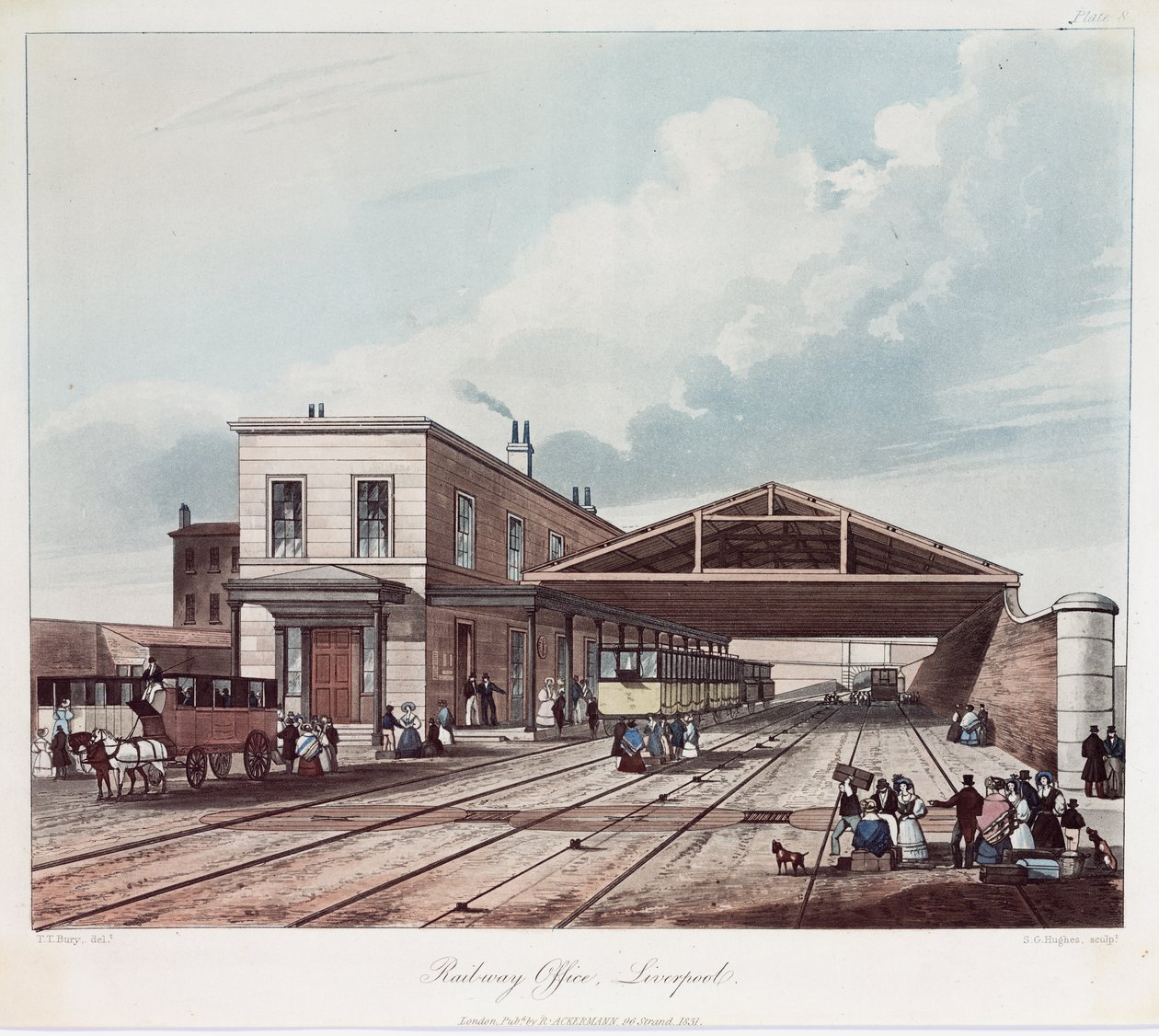 Le bureau de chemin de fer, Liverpool, gravé par S.G. Hughes, 1831 - Thomas Talbot after Bury