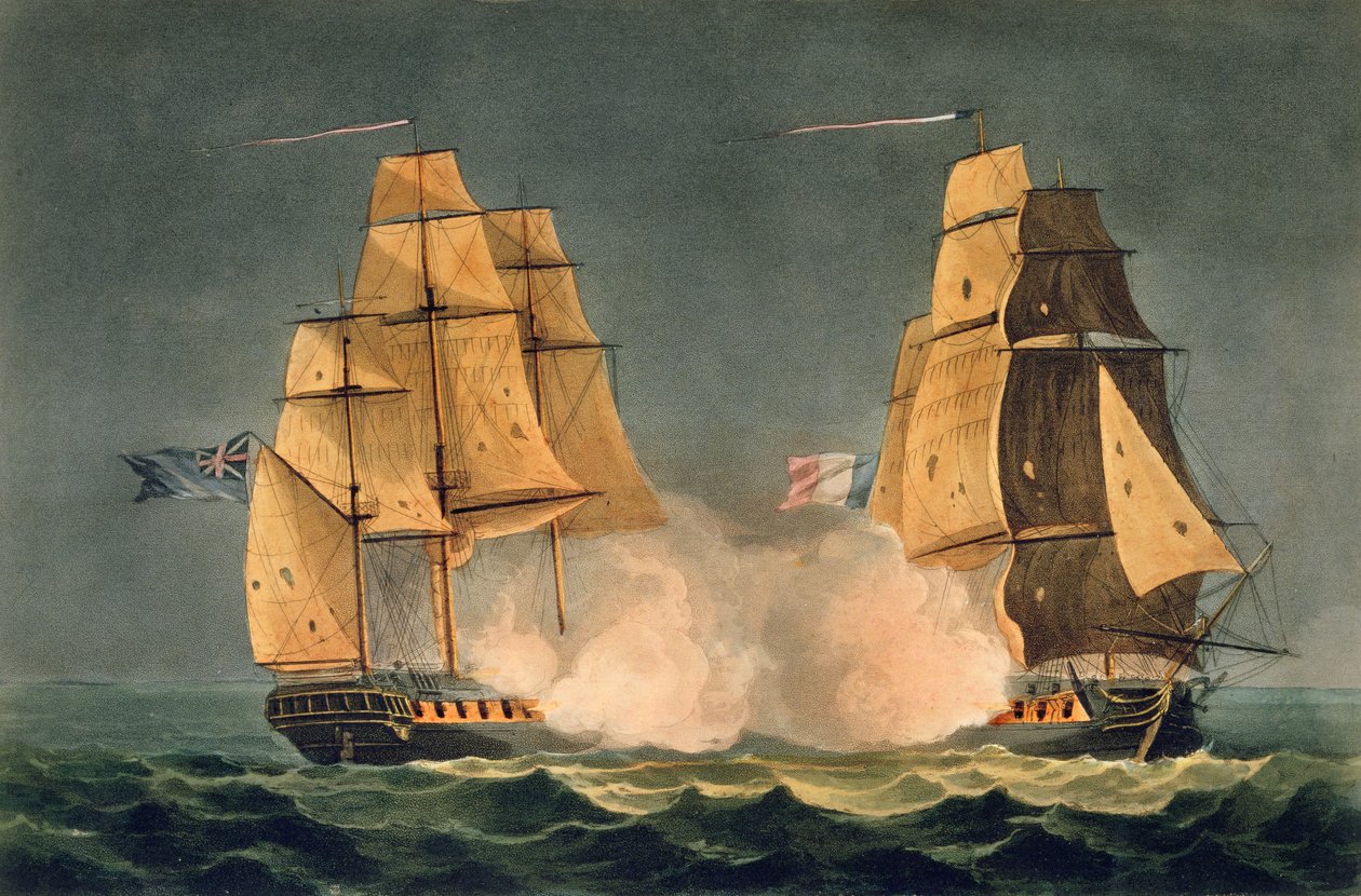 La capture de La Néréide, 21 décembre 1797, gravée par Thomas Sutherland pour 