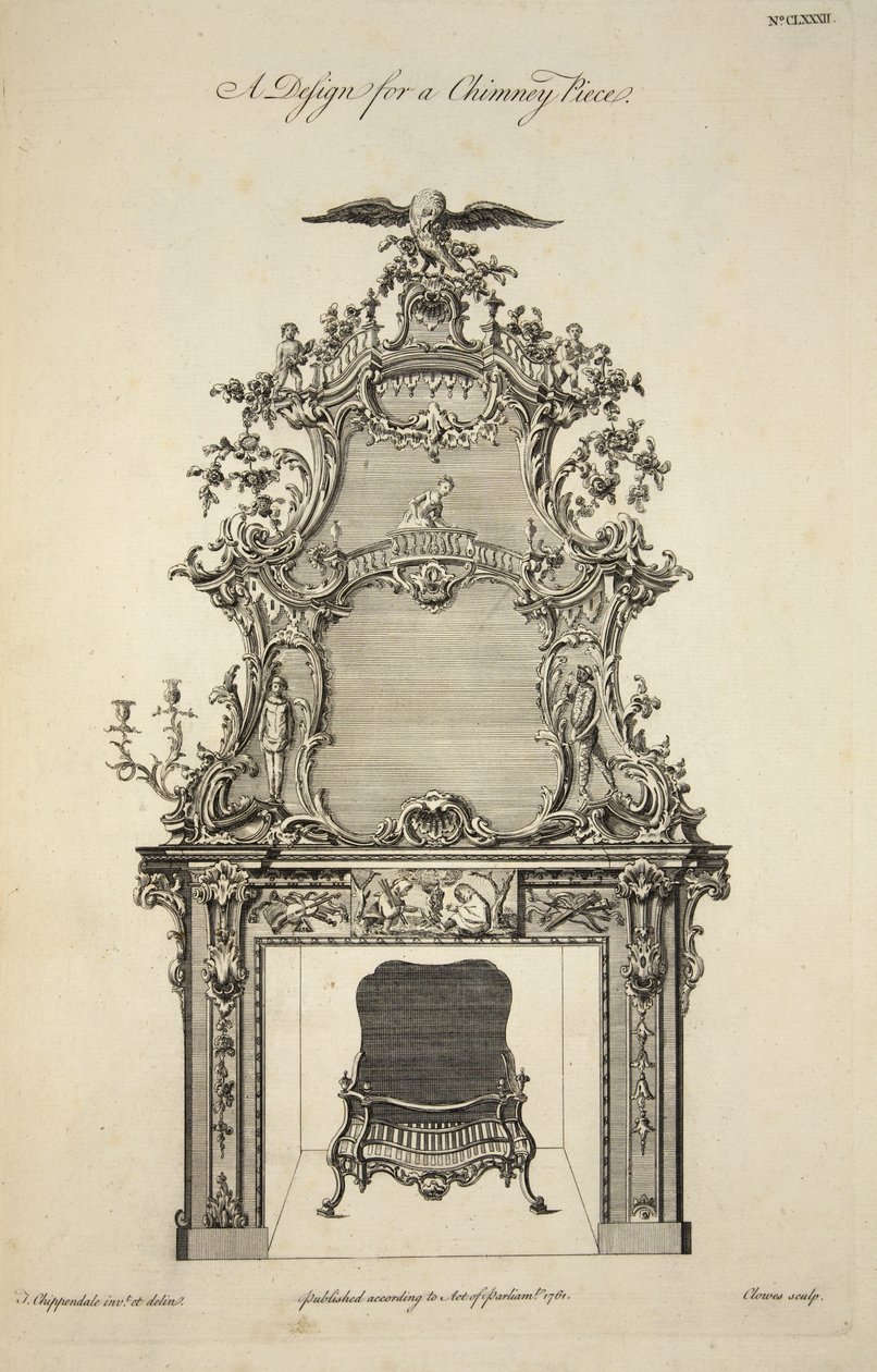 Conception pour une cheminée, pub. 1761 - Thomas after Chippendale