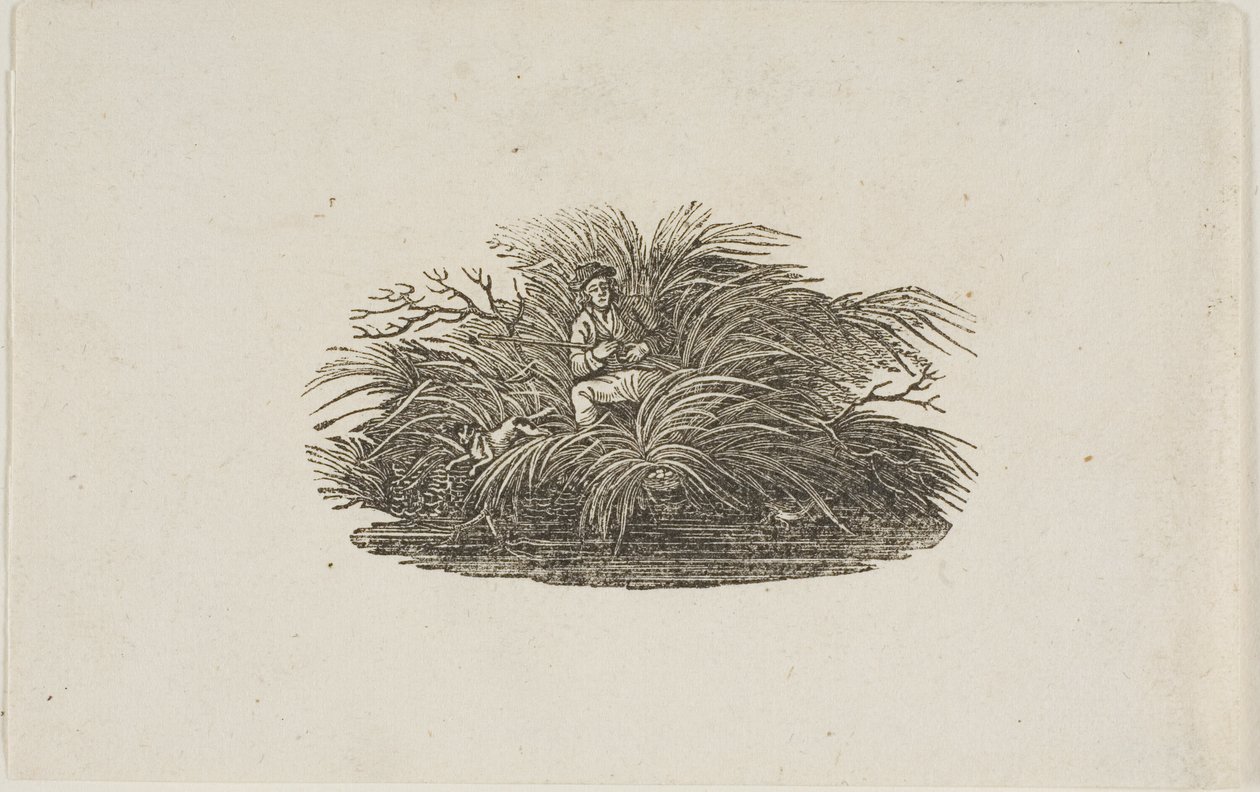 Cul-de-lampe : Homme dans un buisson - Thomas Bewick