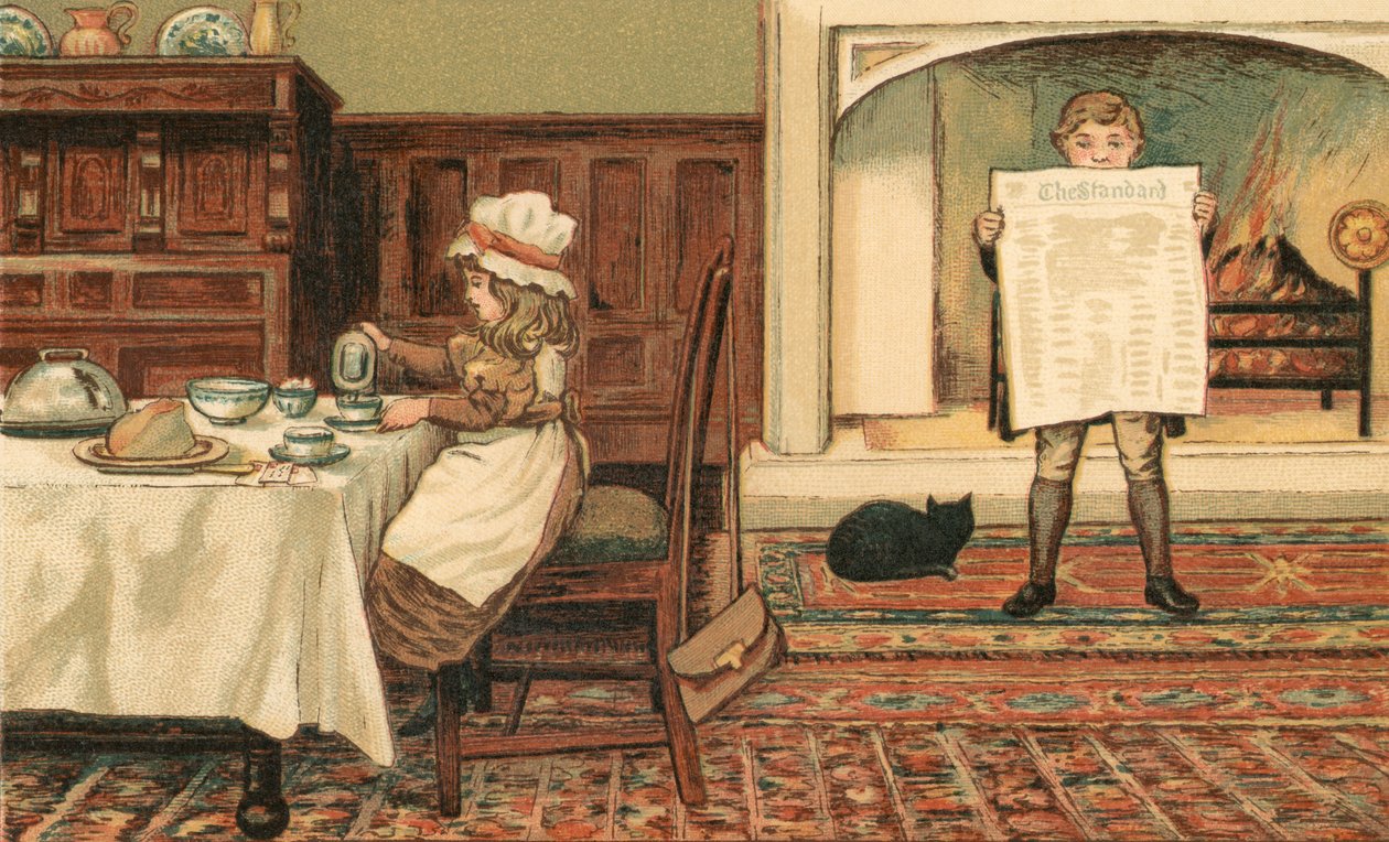 Vie domestique : Enfants dans la salle à manger - Thomas Crane