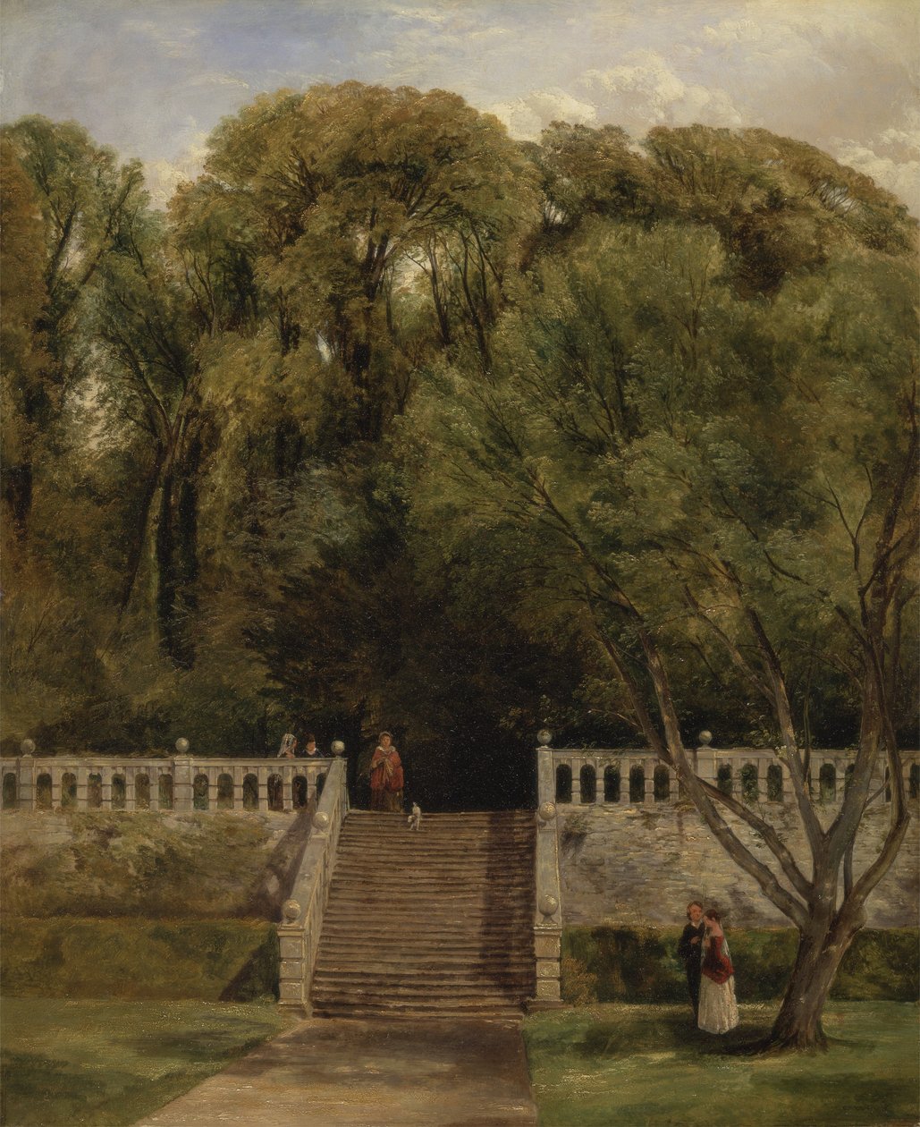 Sur la terrasse à Haddon Hall, Derbyshire - Thomas Creswick