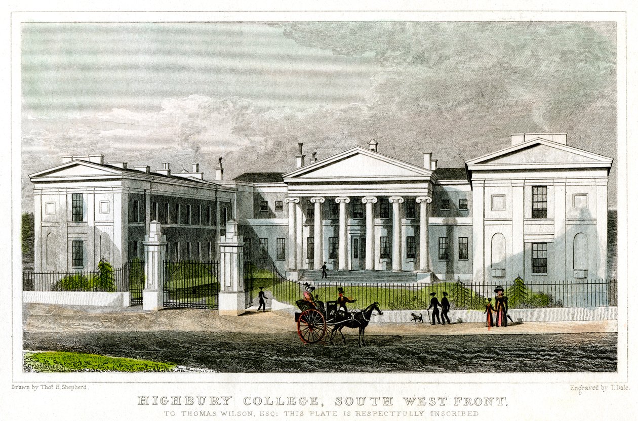 Collège de Highbury, façade sud-ouest, Islington, Londres, 1827 - Thomas Dale