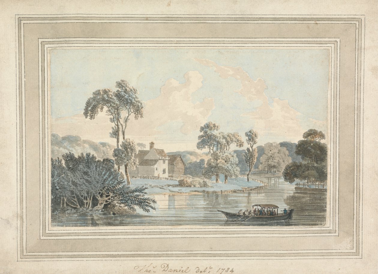 Ferme, rivière et péniche - Thomas Daniell