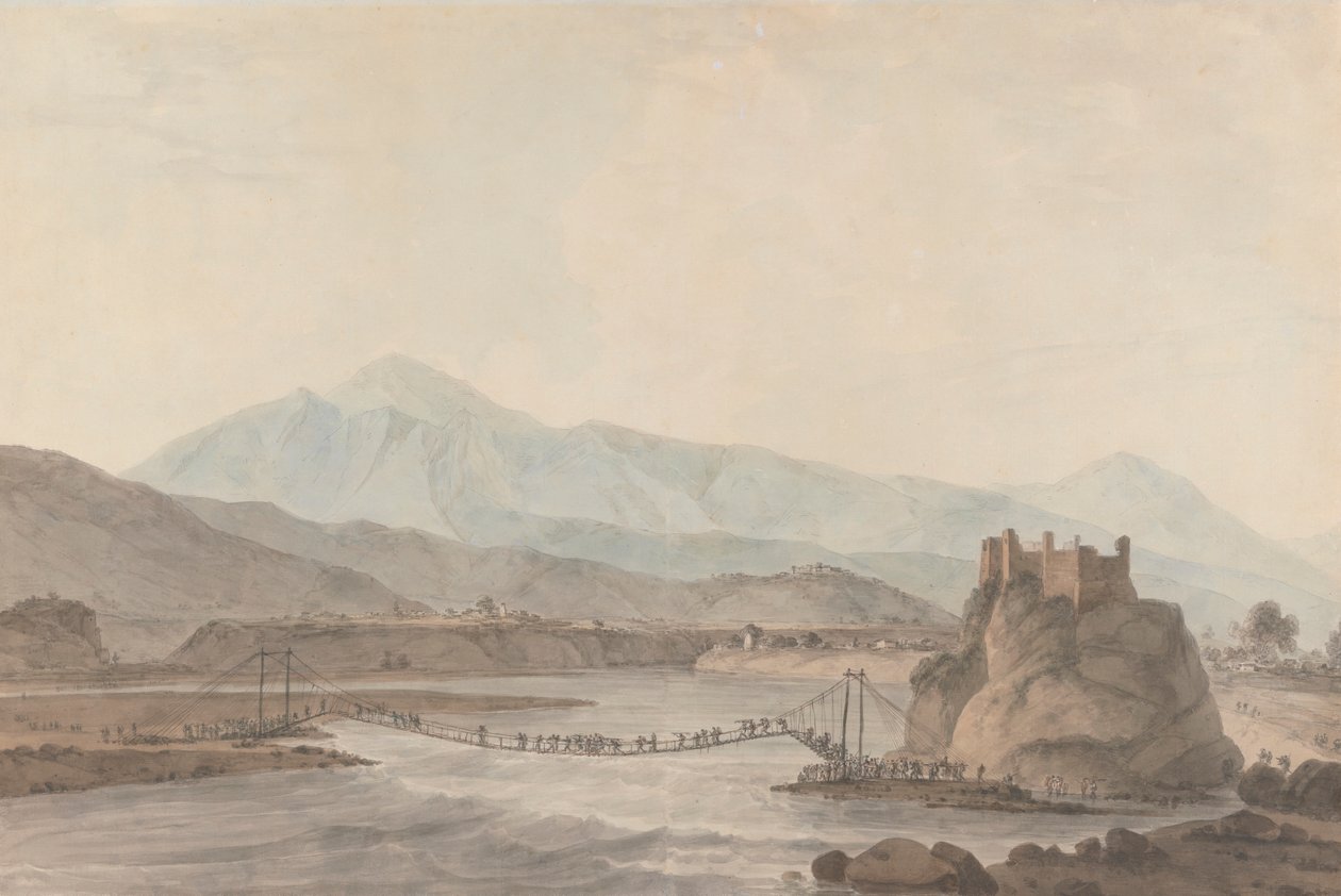 Le Pont de corde à Srinaga - Thomas Daniell