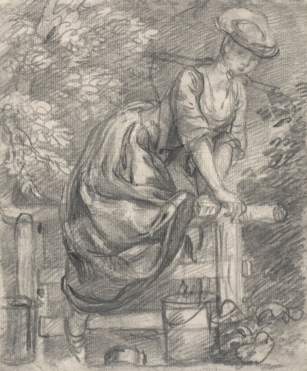 Une laitière grimpant sur un style - Thomas Gainsborough