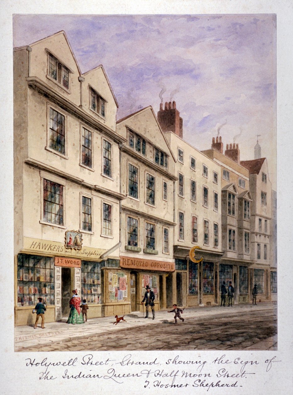 Holywell Street, Westminster, Londres, vers 1853 - Thomas Hosmer Shepherd