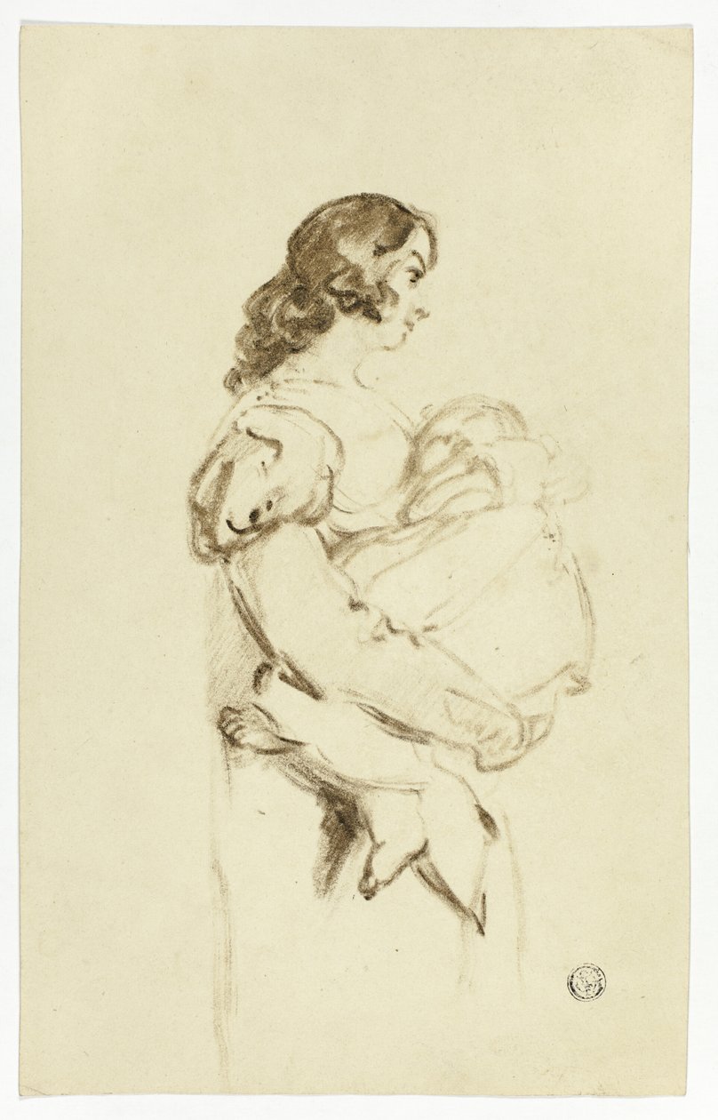 Jeune femme portant un bébé - Thomas Jones Barker
