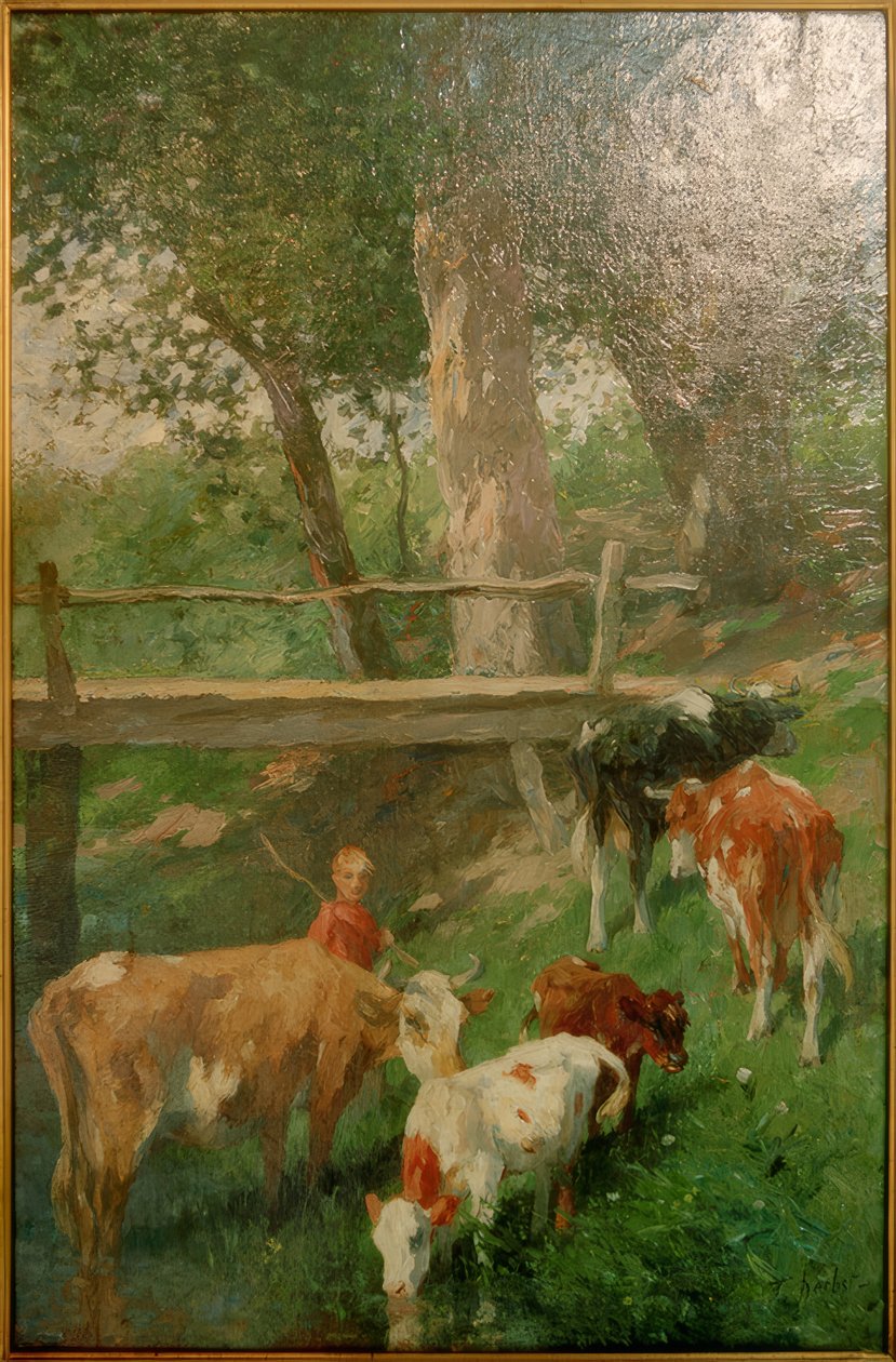 Jeune berger avec vaches - Thomas Ludwig Herbst