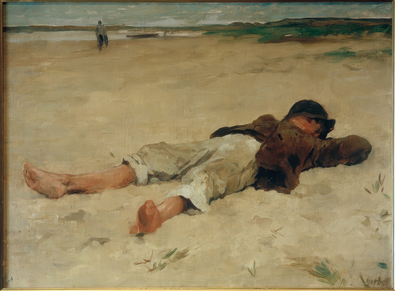 Garçon paysan couché - Thomas Ludwig Herbst