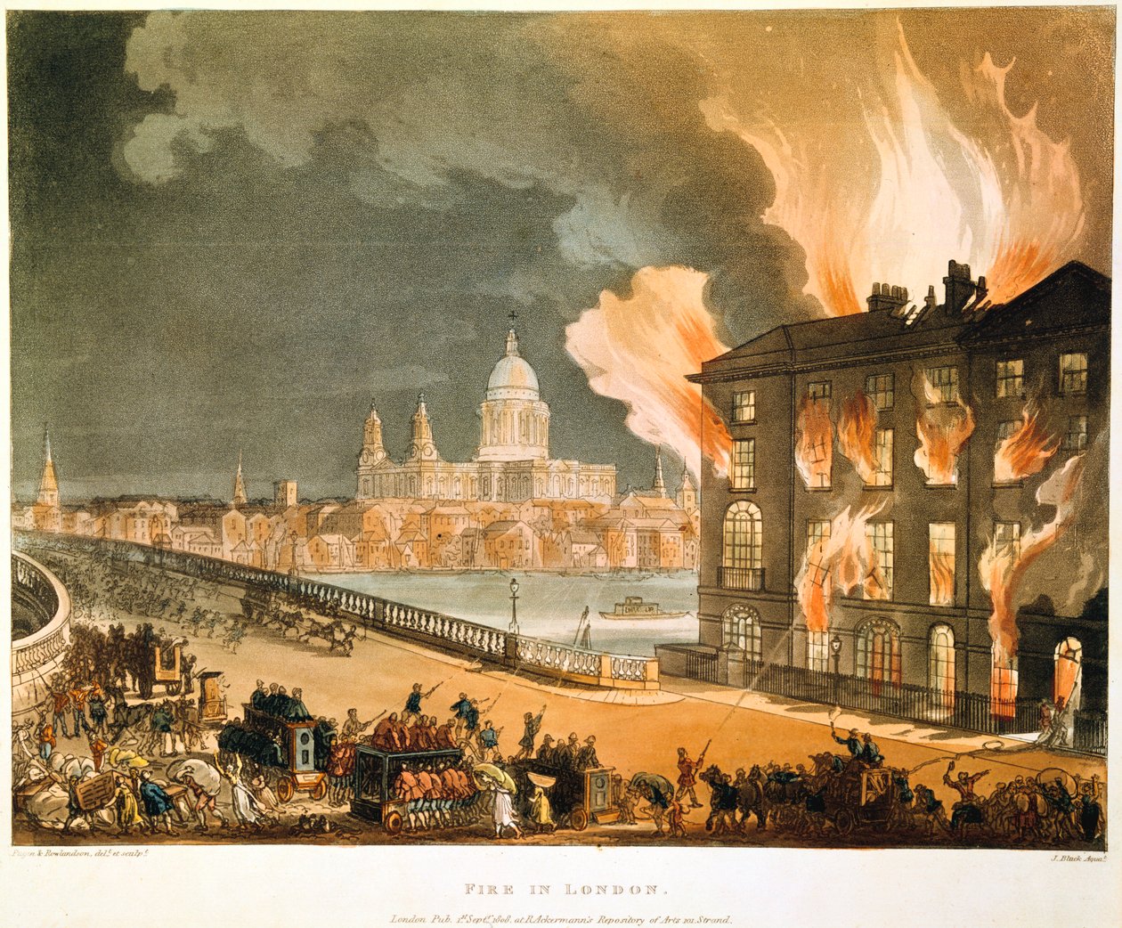 Incendie à Londres - Thomas Rowlandson, Augustus Charles Pugin
