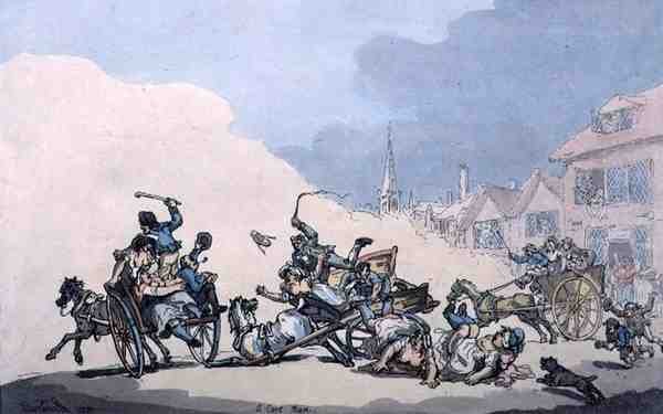 Une course de charrette, pub. par William Holland - Thomas Rowlandson