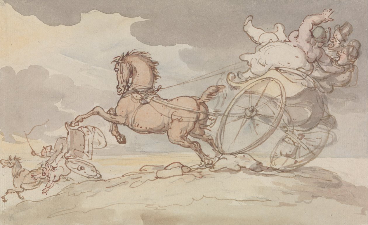 Deux calèches en difficulté - Thomas Rowlandson