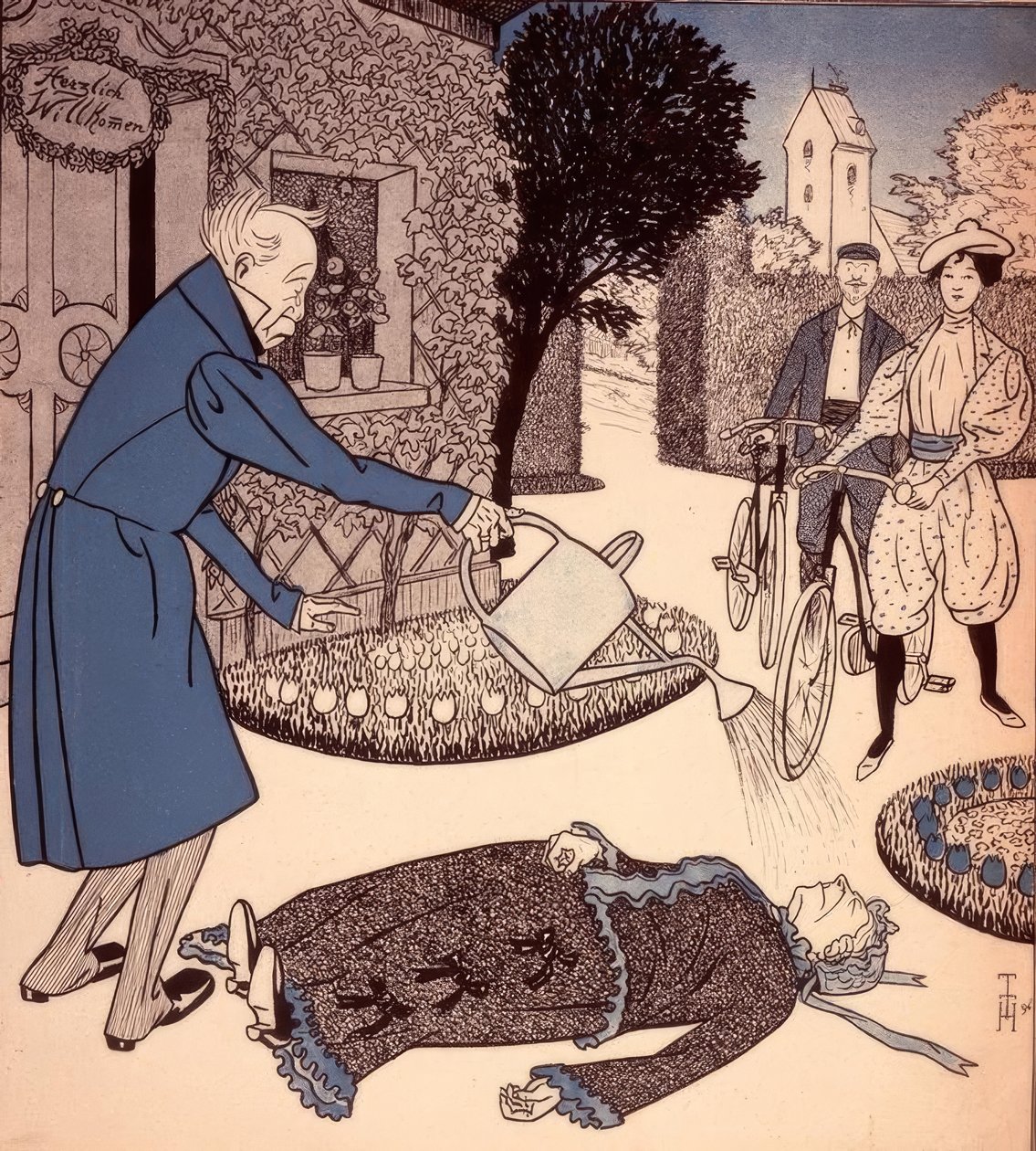 La visite des jeunes mariés - Thomas Theodor Heine