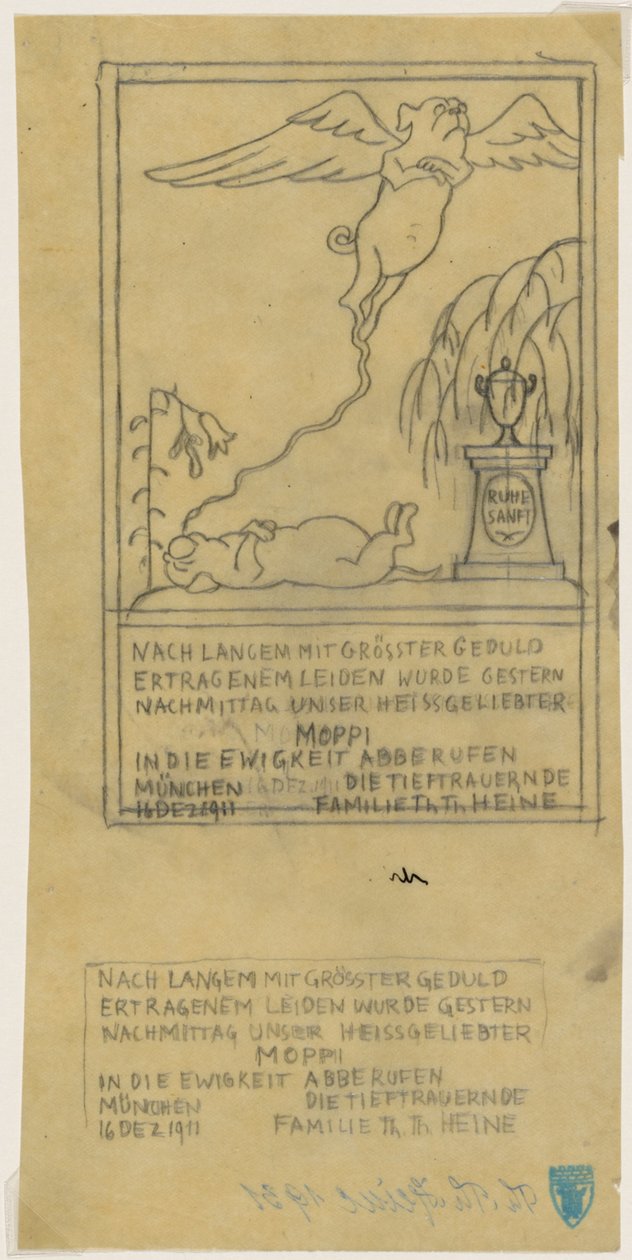 Avis de décès pour un carlin - Thomas Theodor Heine