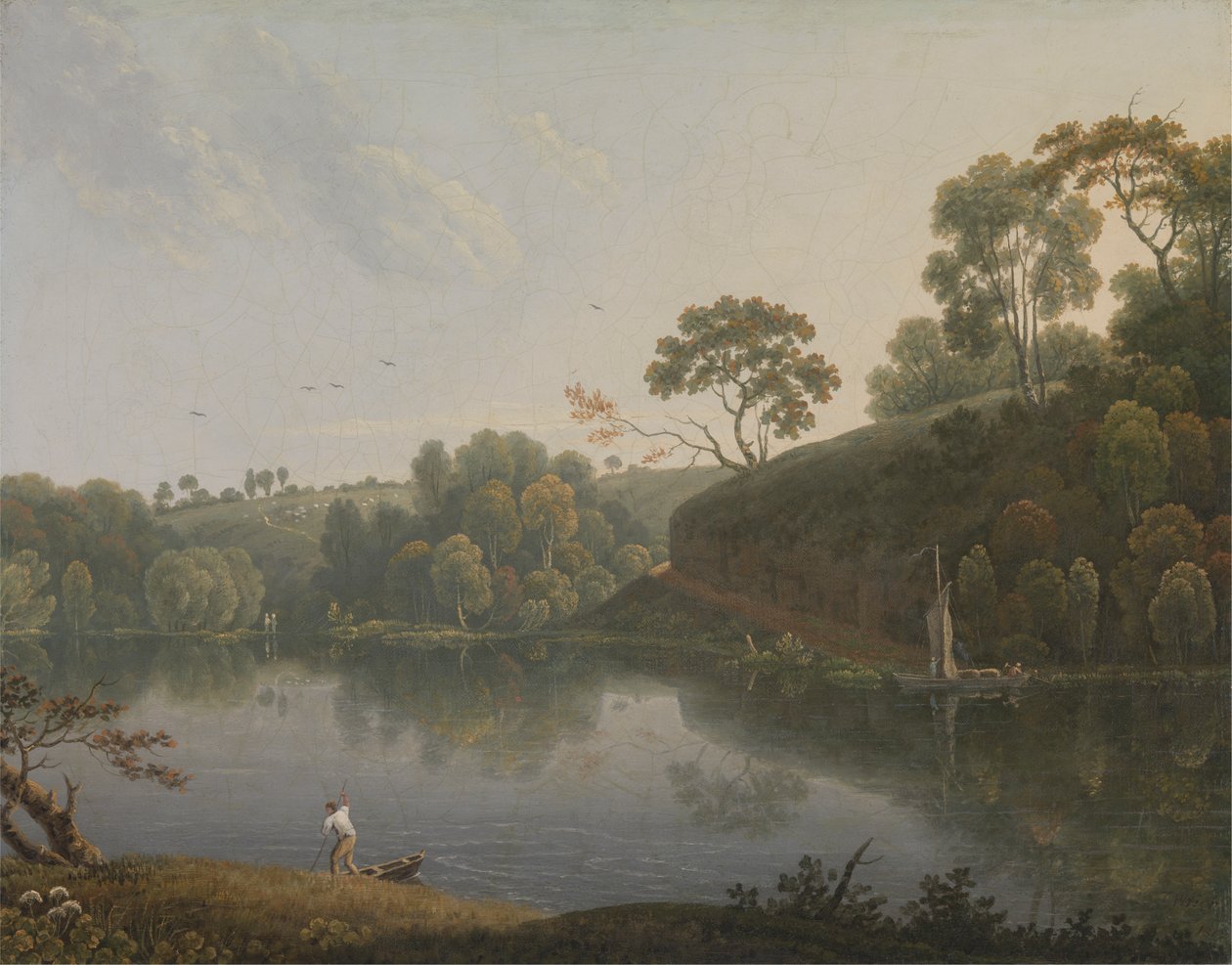 Paysage avec un lac et des bateaux - Thomas Wright
