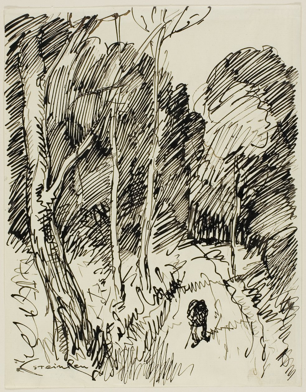 Paysage boisé avec Vagabond - Théophile Alexandre Pierre Steinlen