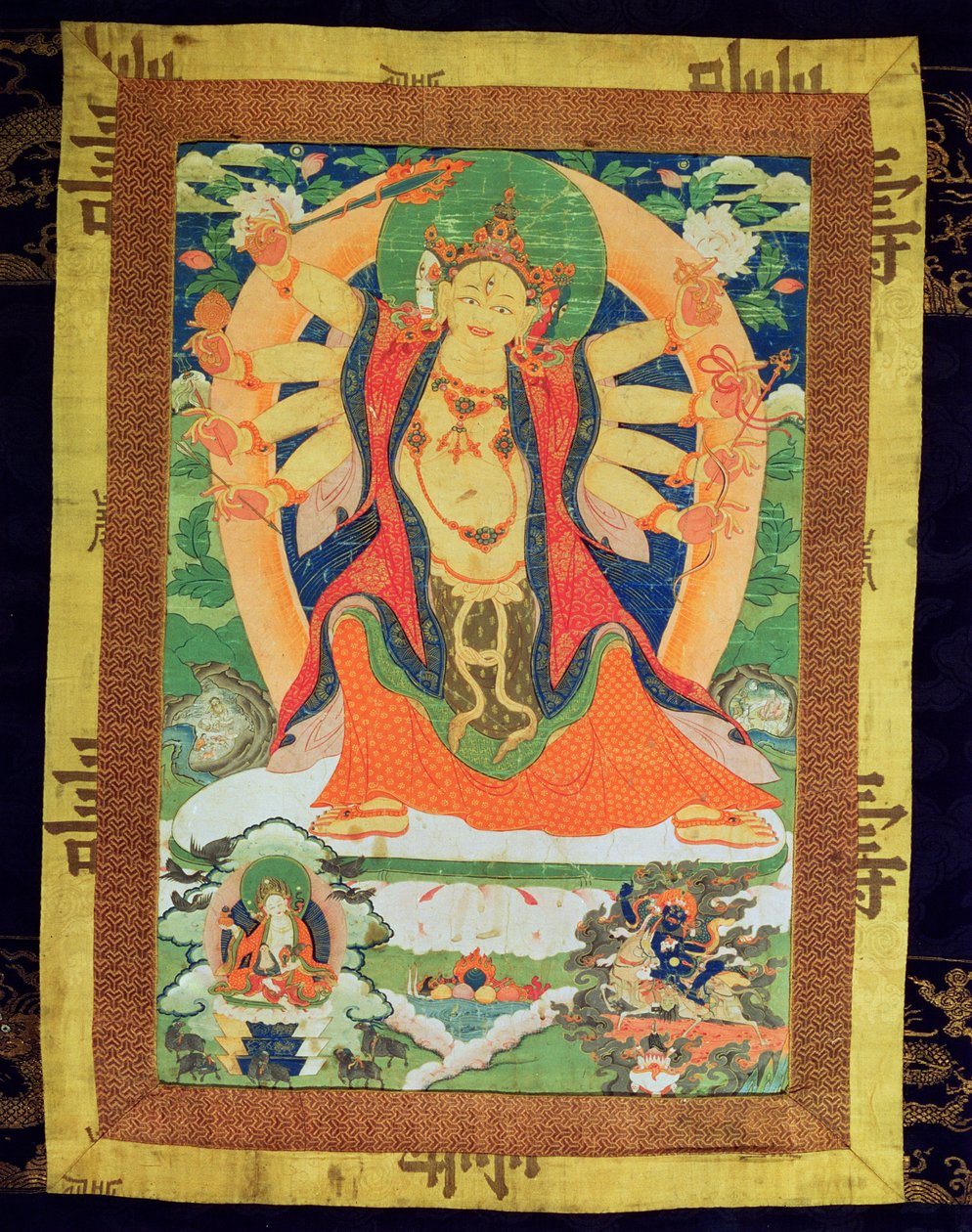 Peinture thangka représentant une Dharmapala féminine, probablement Lhamoo-so-sor-dang-ma, la déesse des enfants, 1750-1850 - Tibetan School