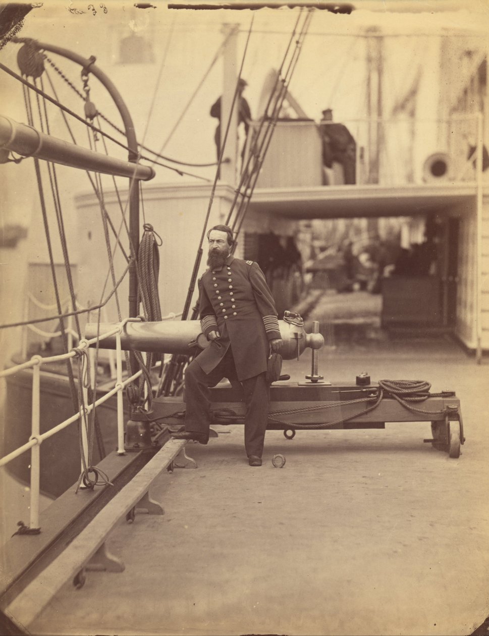 Amiral David Dixon Porter sur le pont de son navire amiral le Malver après la victoire à Ft. Fisher - Timothy H. OSullivan