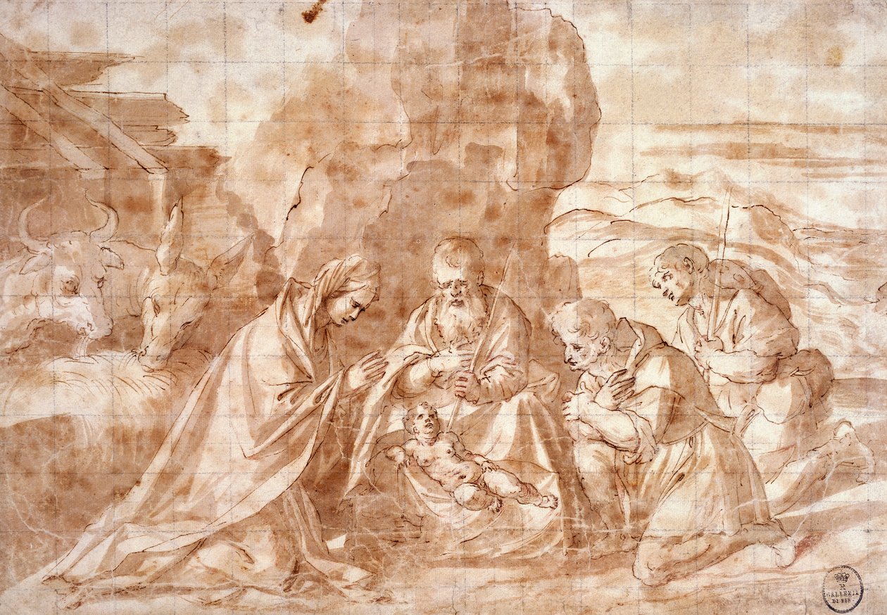 Nativité, dessin - Titian (c.1488 1576)