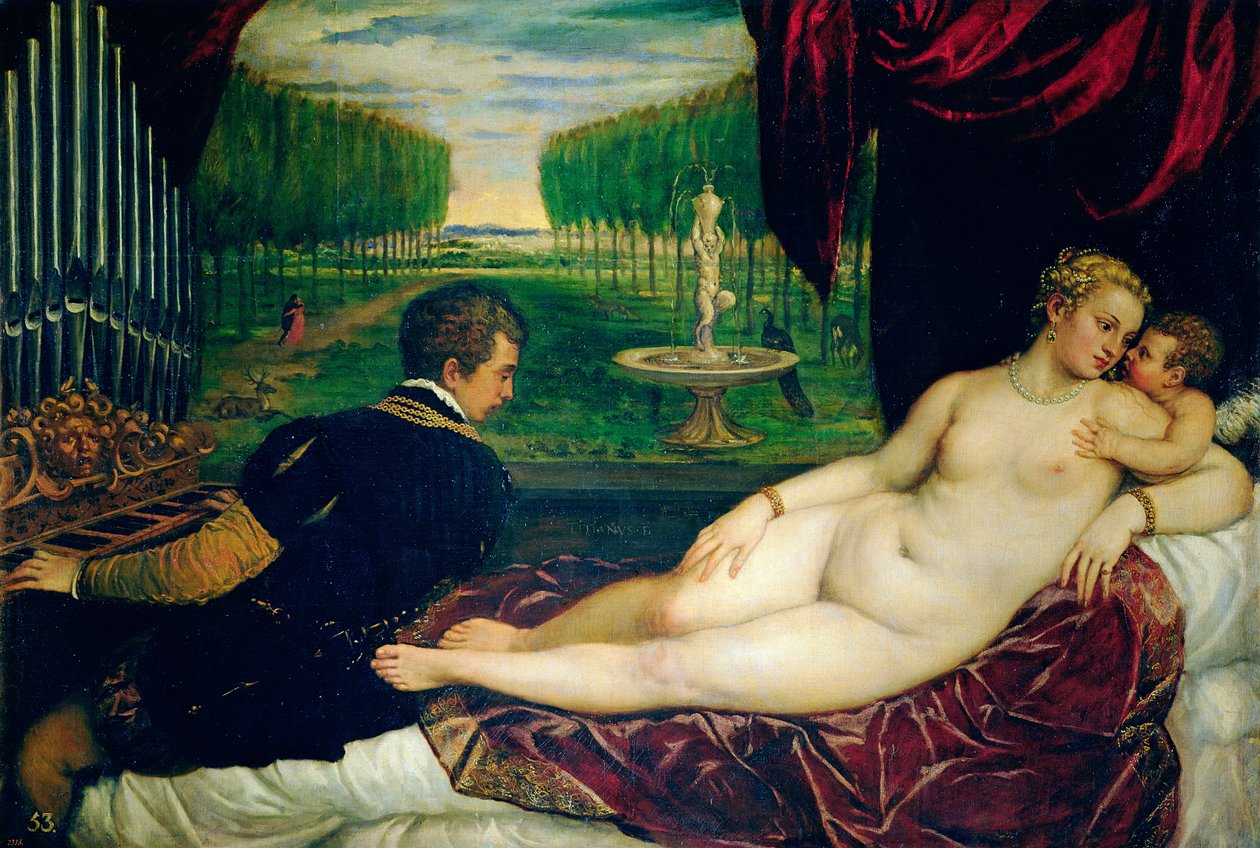 Vénus avec un organiste et Cupidon, c.1540-50 - Tiziano Vecelli