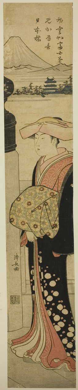 Femme Bien Habillée Traversant le Pont Nihonbashi - Torii Kiyonaga