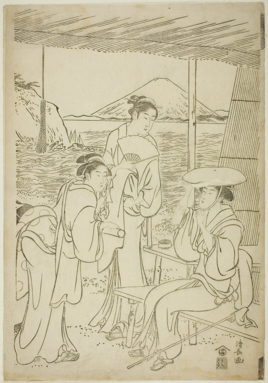 Visiteurs à Enoshima - Torii Kiyonaga