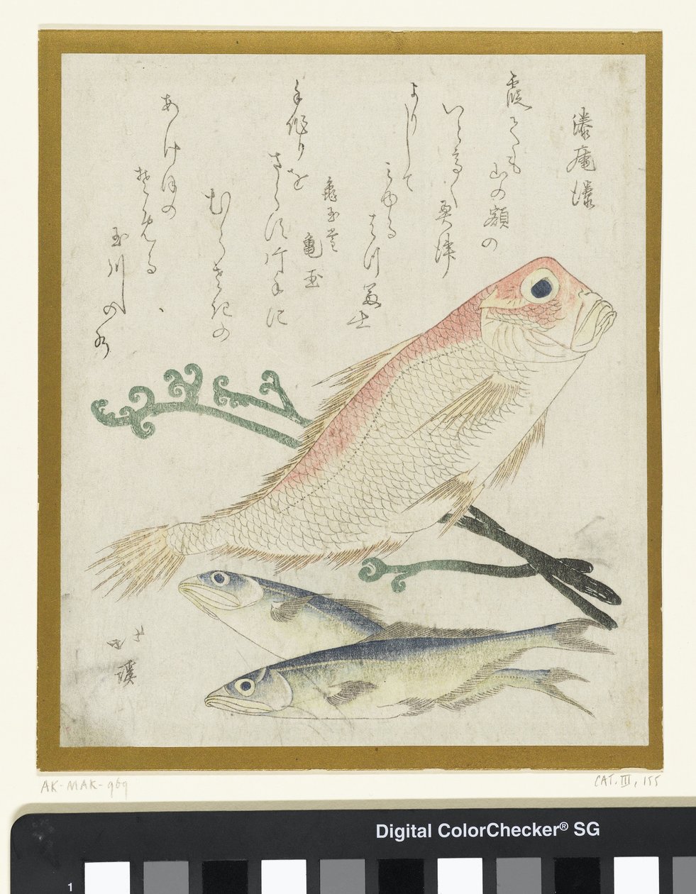 Trois poissons et fougère aigle - Totoya Hokkei