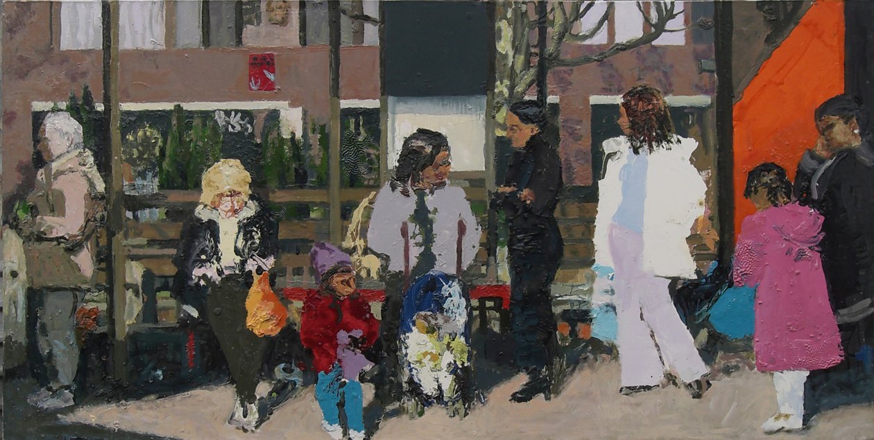 Arrêt de bus, 2003 (huile sur toile) - Trevor Burgess
