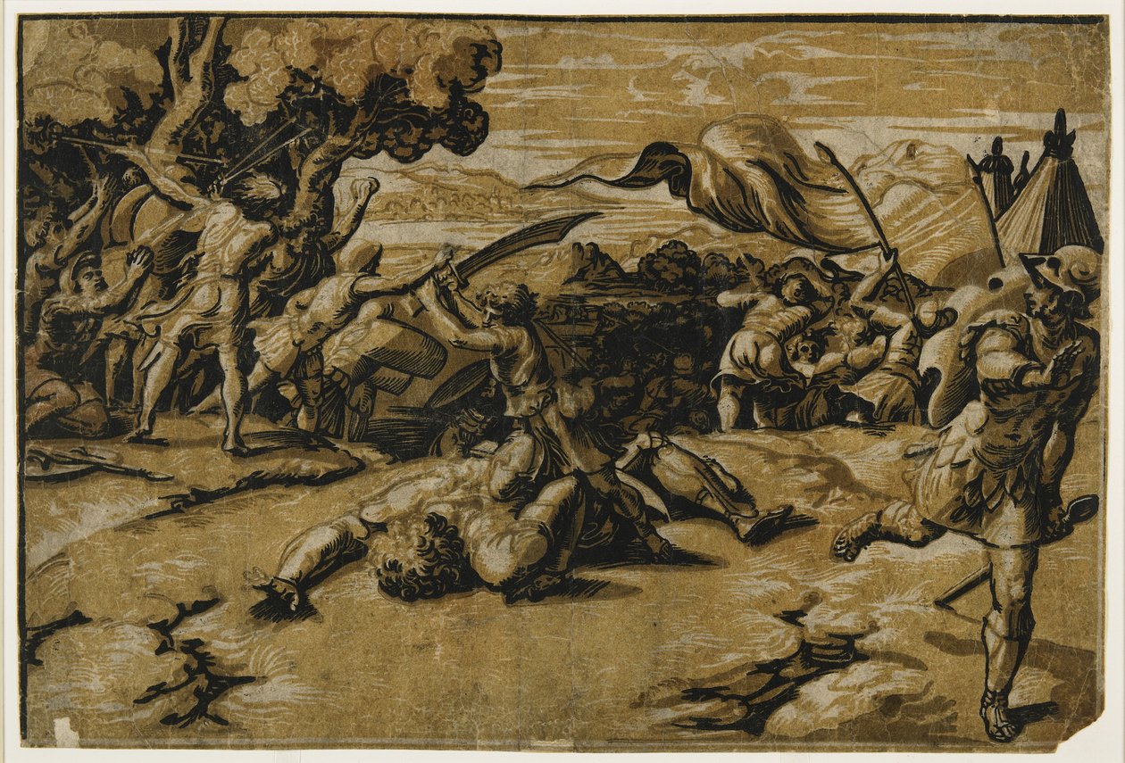 David tuant Goliath, c. 1518 - Ugo da Carpi