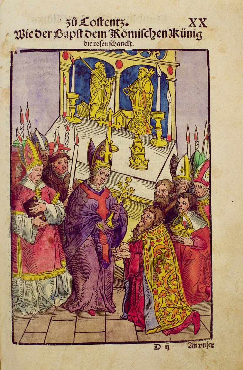 Le Pape Martin V offre à Sigismond le don symbolique de la Rose d