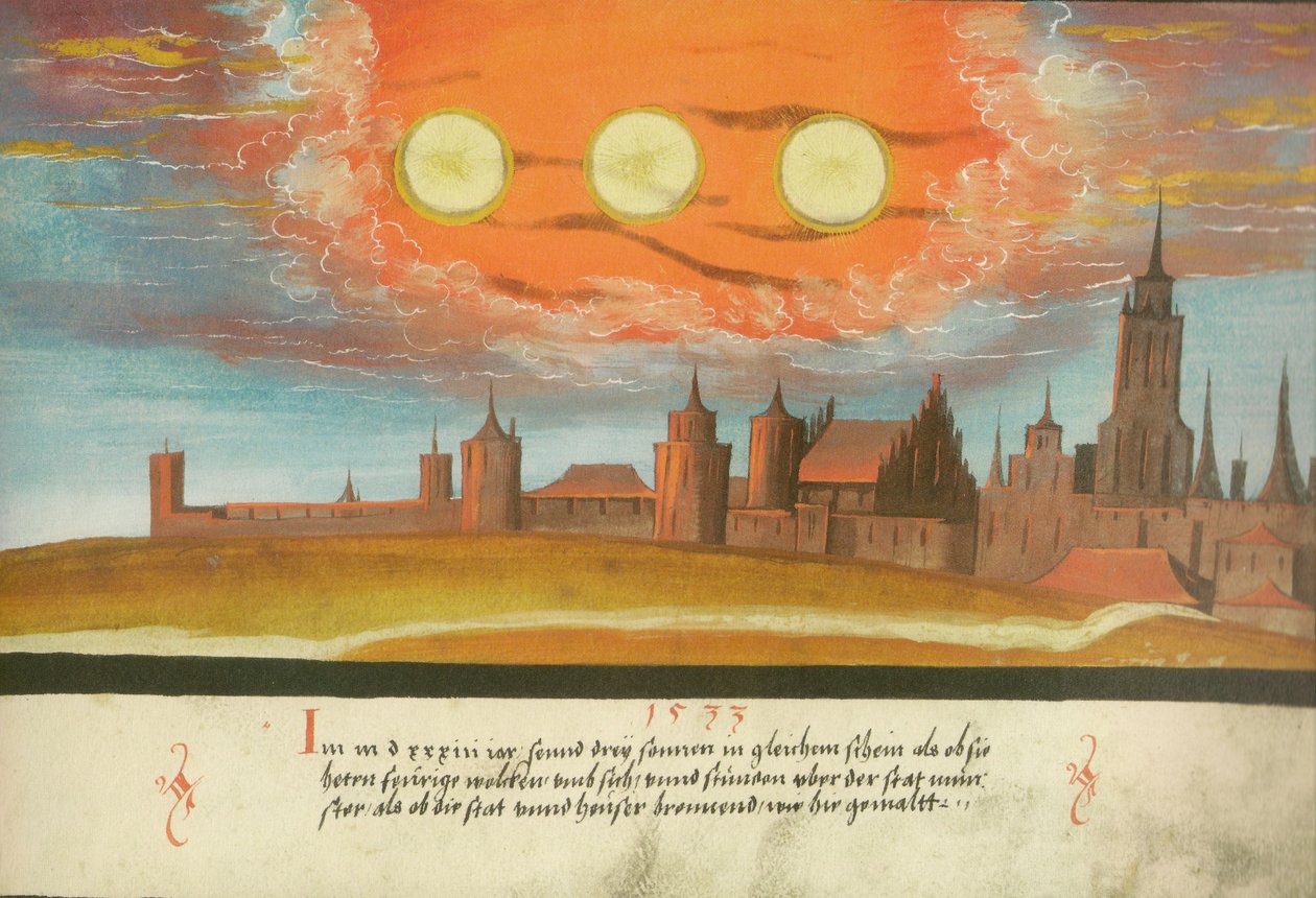 Augsburger Wunderzeichenbuch — Folio 131 Parhélies au-dessus de Münster - Unbekannt Unbekannt