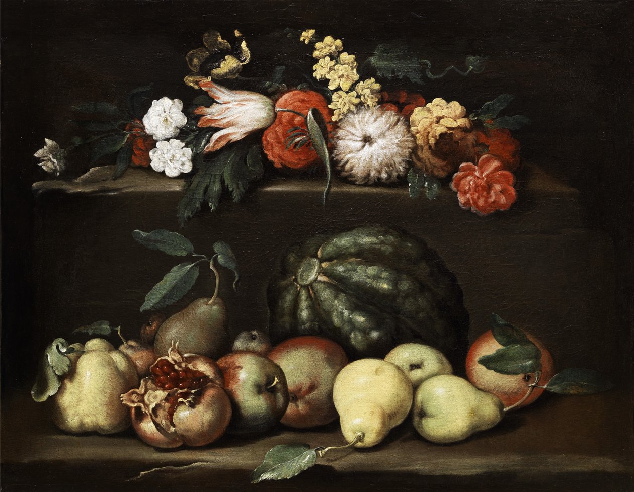 Nature morte de fleurs et de fruits - Unbekannt Unbekannt