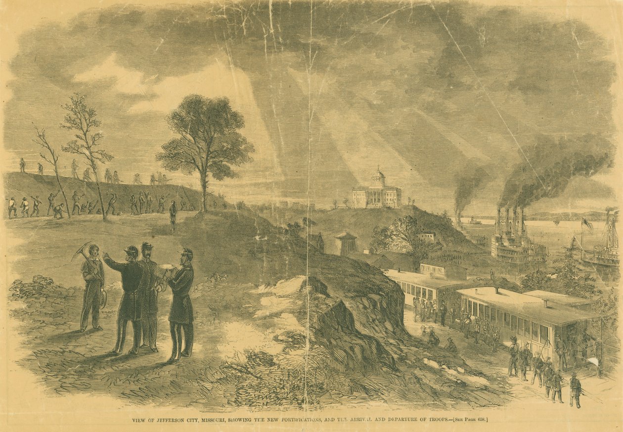 Vue de Jefferson City, Missouri, montrant les nouvelles fortifications et l
