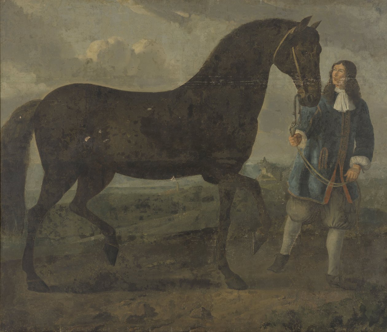Cheval noir conduit par un palefrenier - Unbekannt Unbekannt