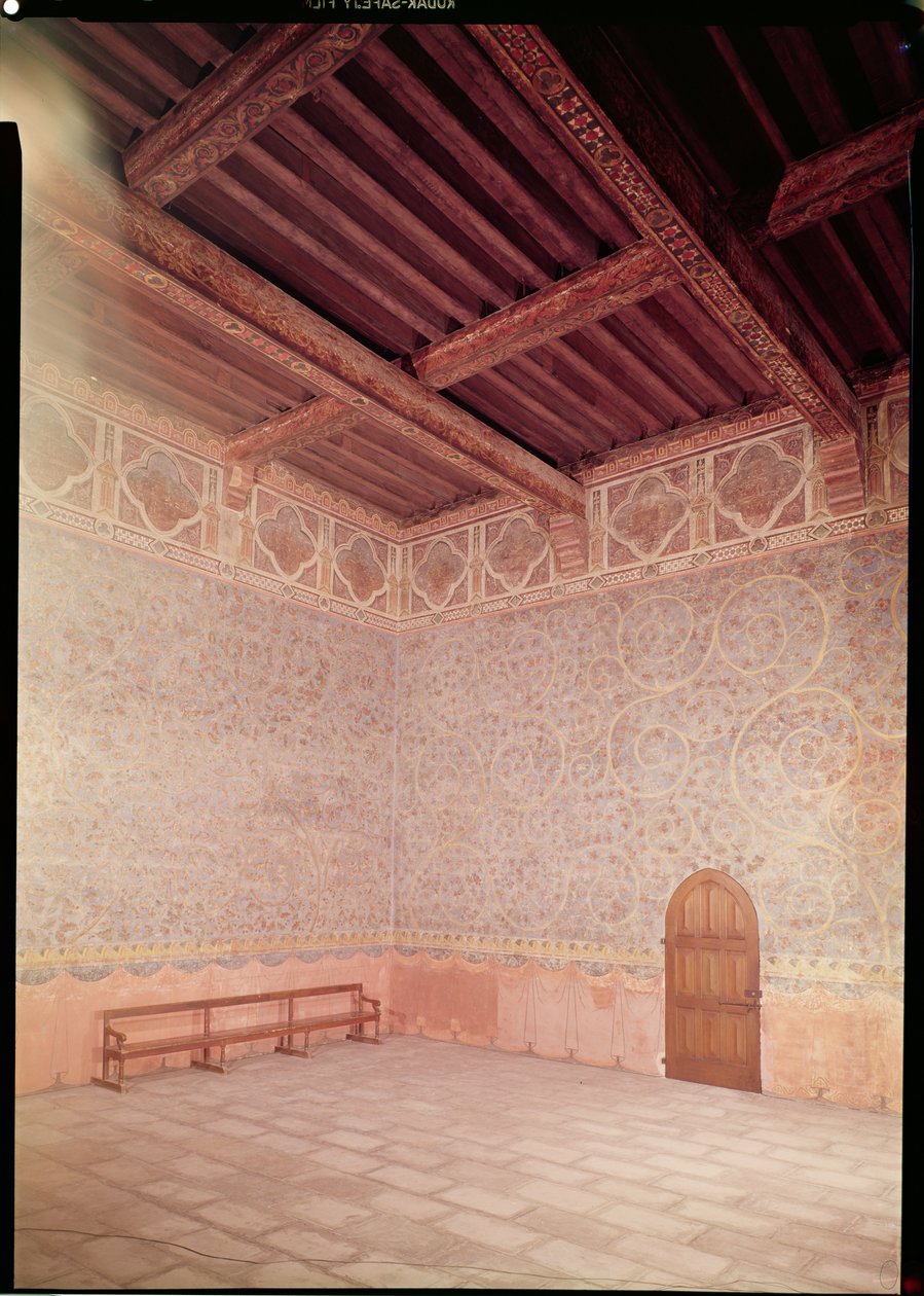 Vue intérieure de la chambre du Pape décorée de tempera bleue avec un motif de feuillage, vers 1334-62 - Unbekannt Unbekannt