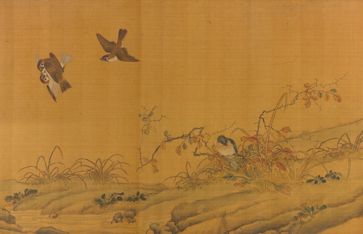 Paysage avec oiseaux, baies, roses et lapins - Unbekannt Unbekannt