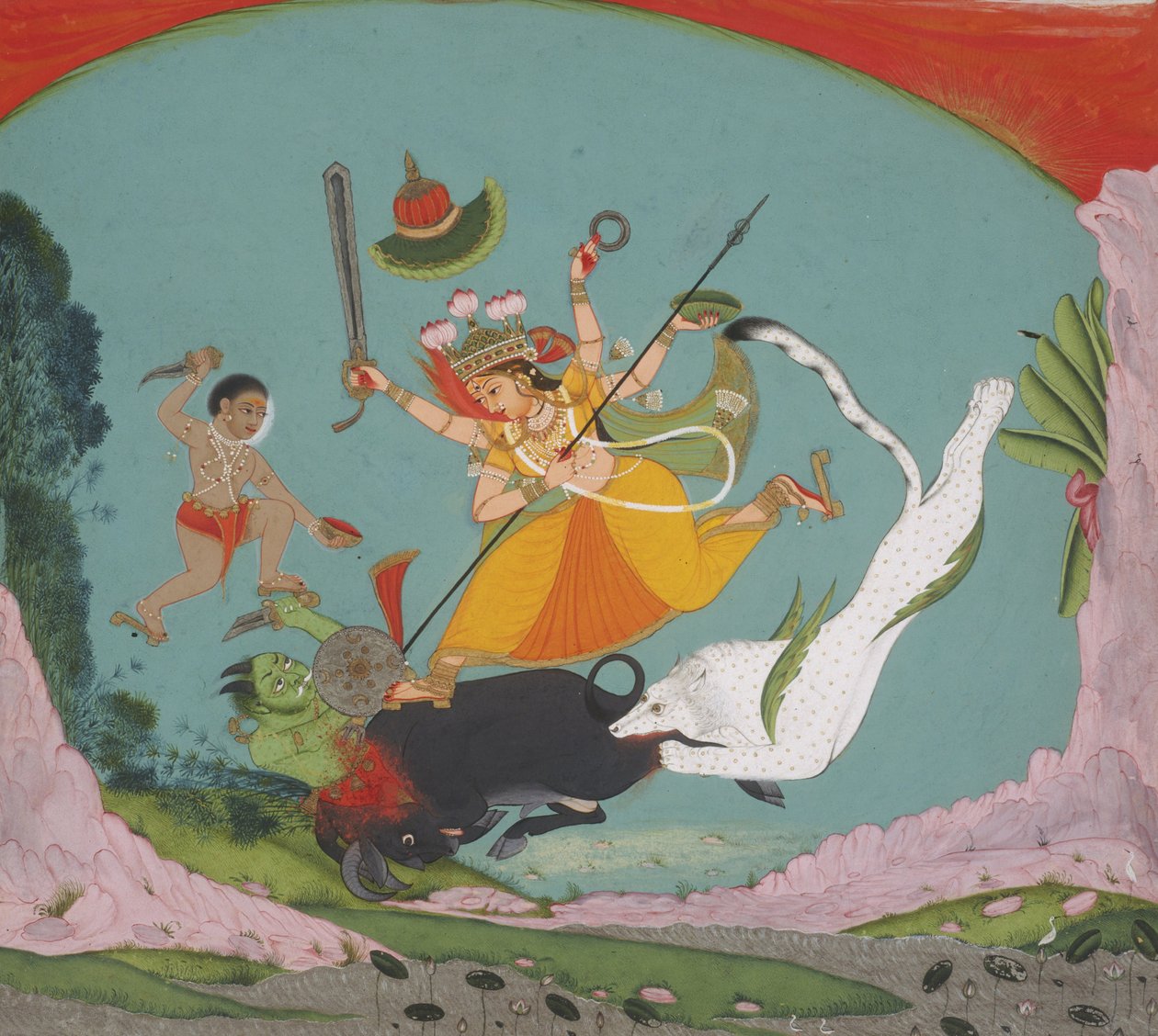 La grande déesse Durga tuant le démon buffle (Mahishasuramardini) - Unbekannt Unbekannt