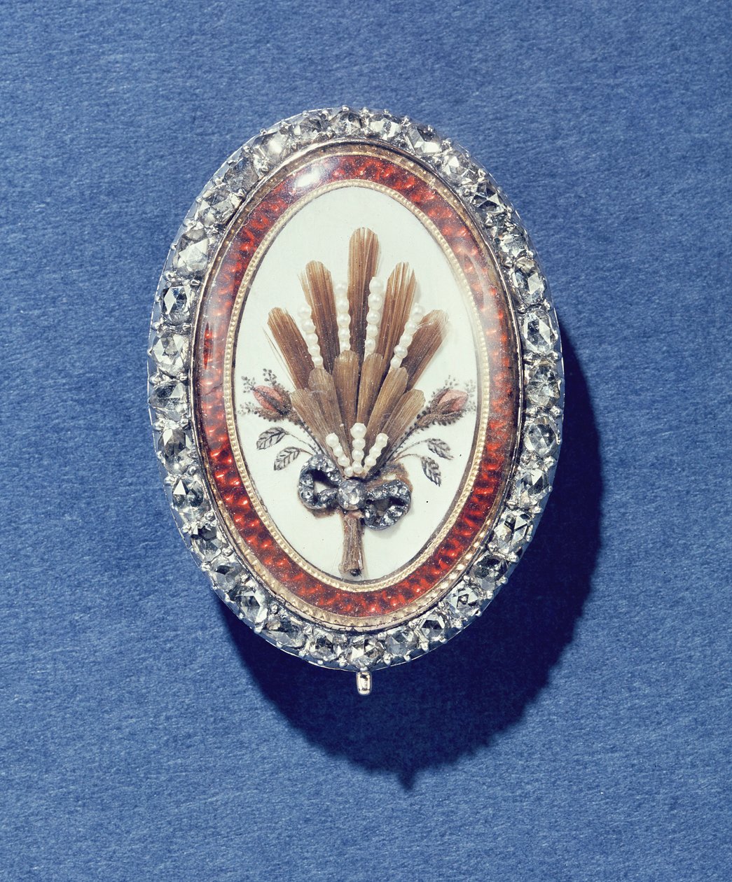 Pendentif en diamants roses, perles émaillées et cheveux, milieu du XVIIIe siècle - Unbekannt Unbekannt