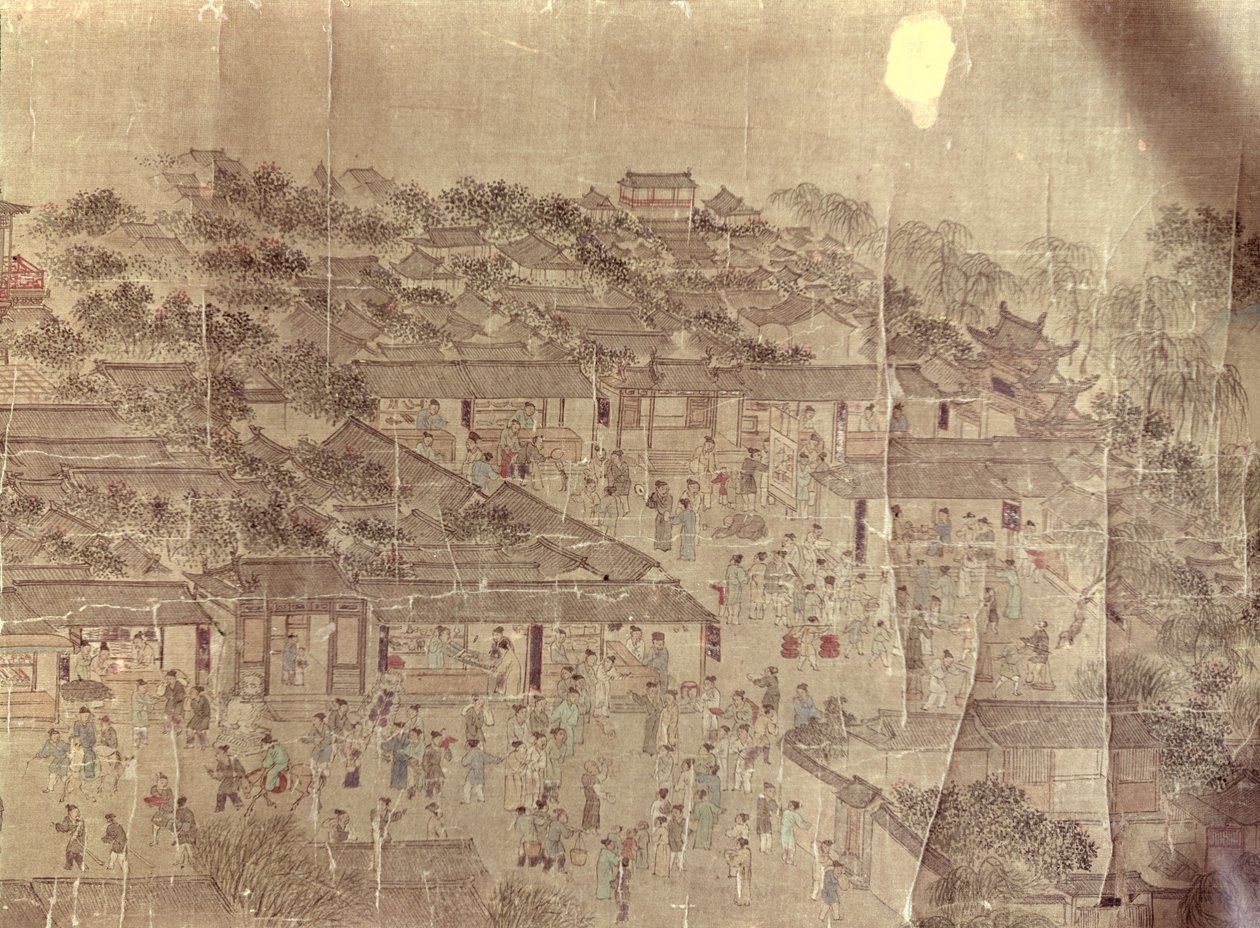 Scène de rue, chinois, dynastie Ming (1368-1644) - Unbekannt Unbekannt