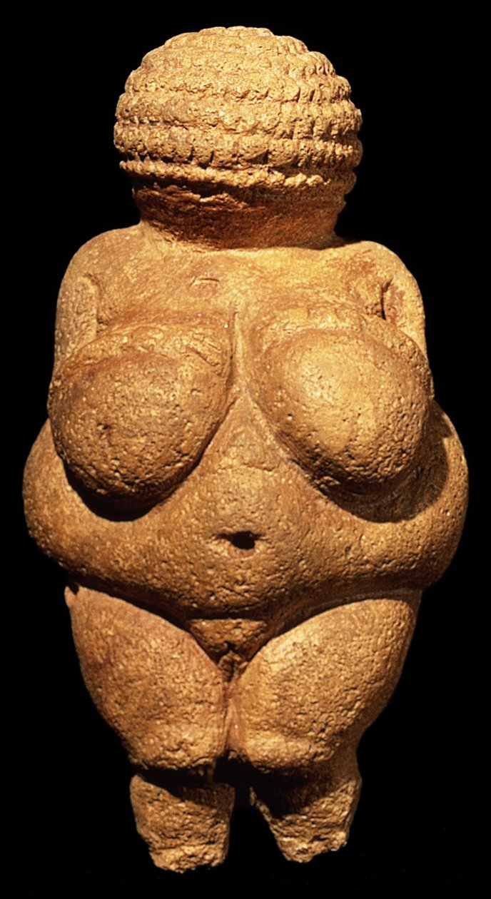 La Vénus de Willendorf, symbole de fertilité, sculpture préhistorique (vue de face) - Unbekannt Unbekannt