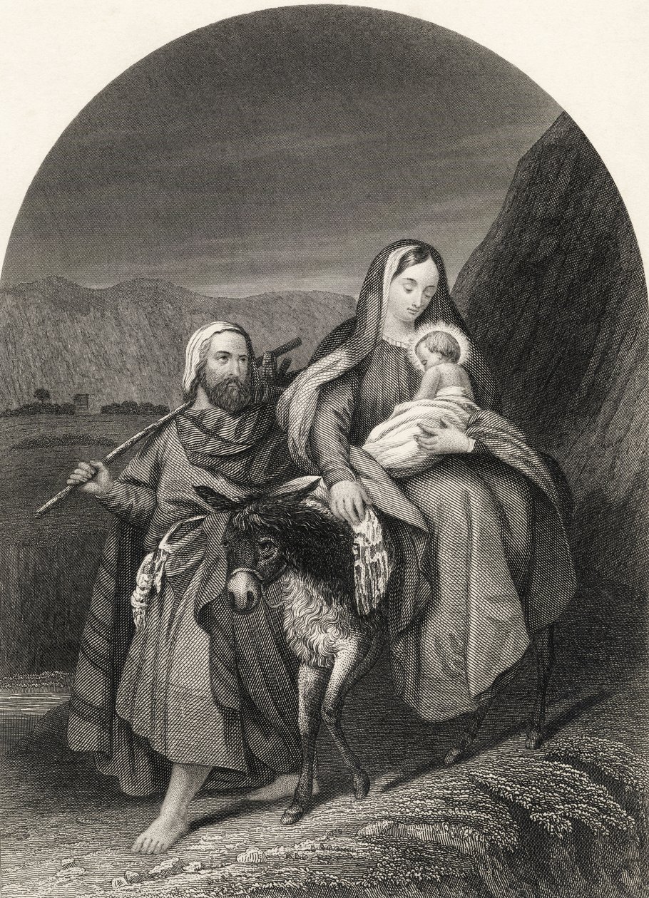 La fuite en Égypte, gravée par S. Allen, de 