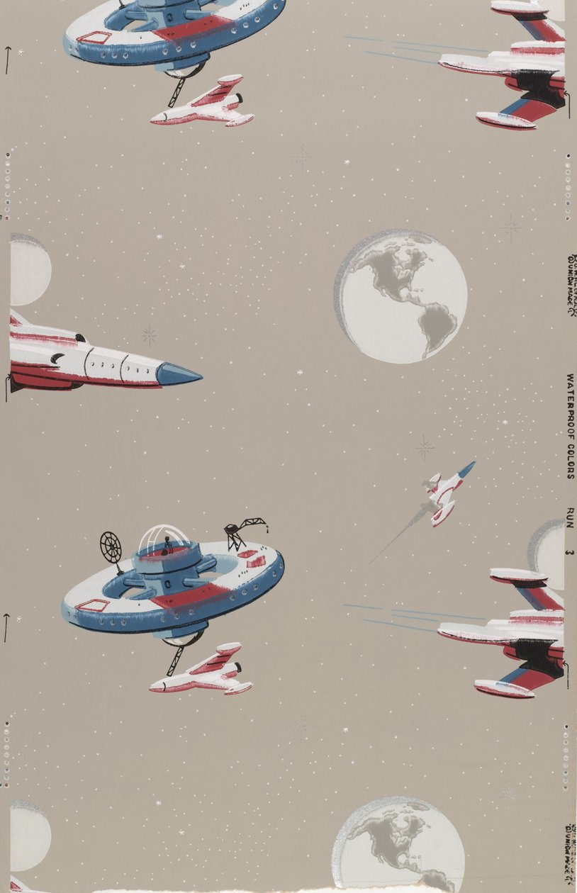 Papier peint avec stations spatiales et fusées - Unbekannt Unbekannt