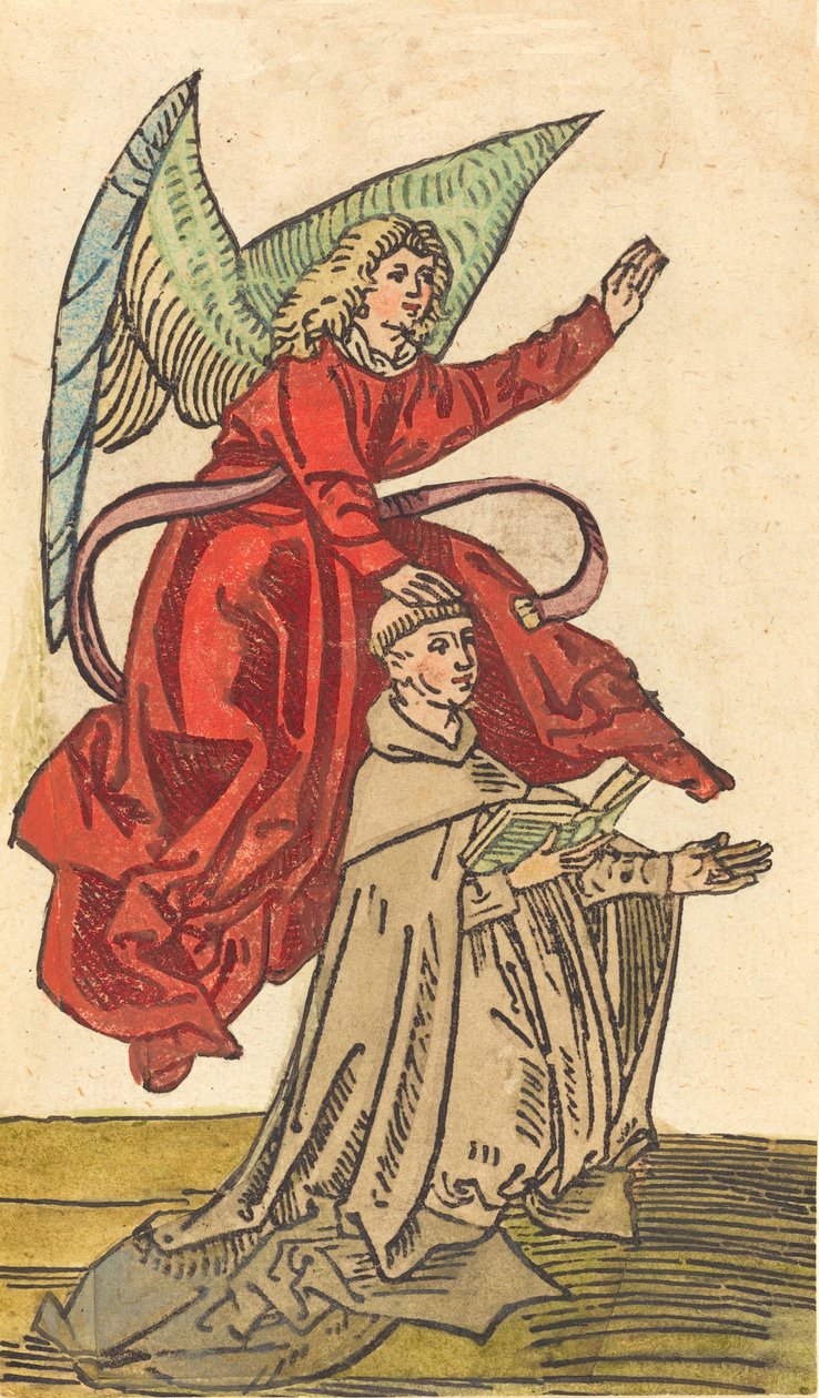 Un moine avec un ange, 1480-1490 - Unbekannt