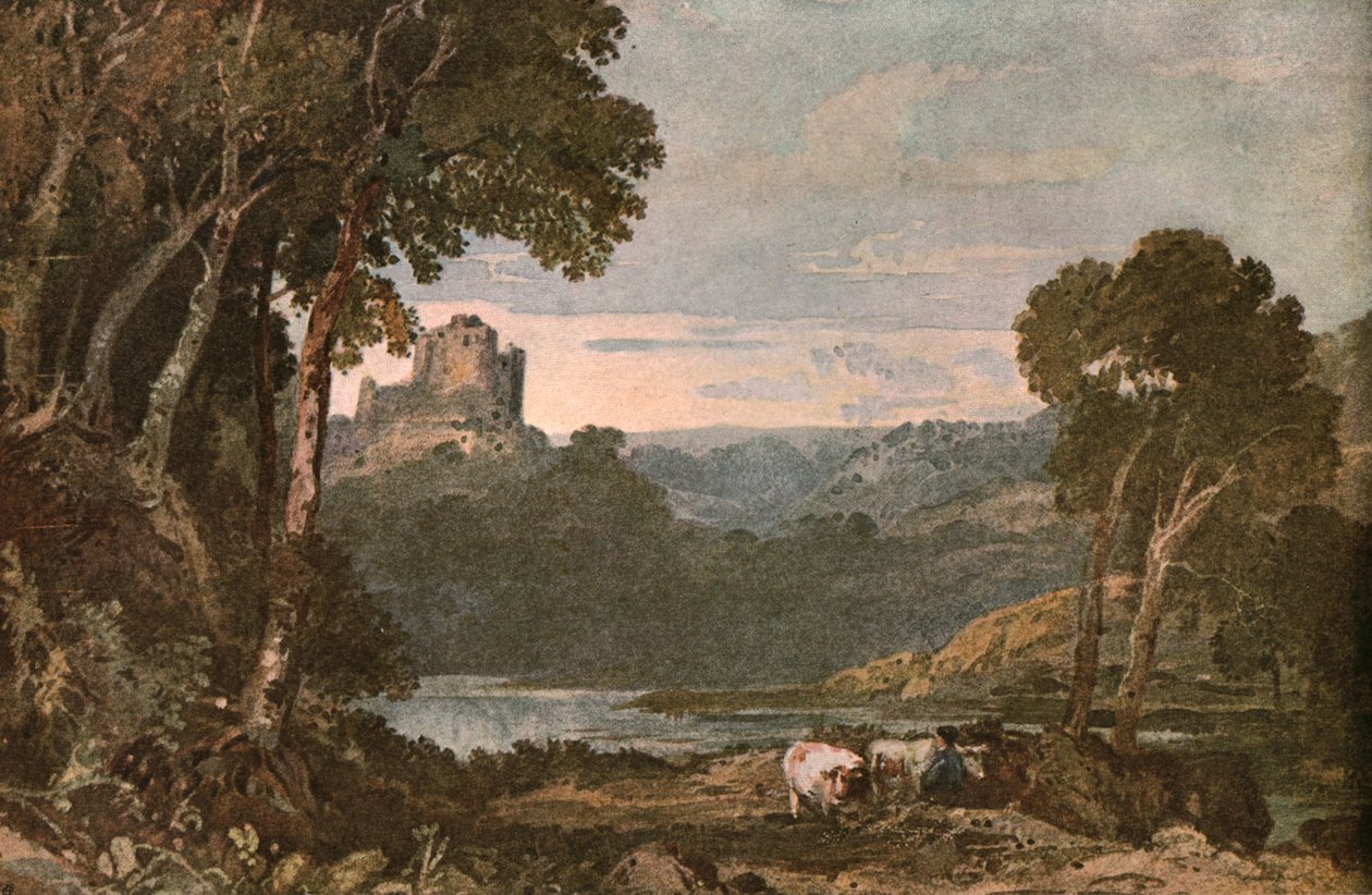 Scène de rivière avec des vaches, vers 1900 - Unbekannt